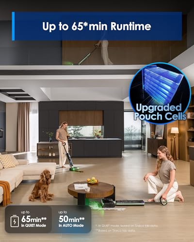 Image of Tineco Floor ONE S7 Master Wet Dry Vacuum Cleaner, 23kPa Suction Vacuum Mop with DustReveal Green Headlight, 65 Min Runtime, 185F Flashdry, 3.9inch Ultra-Slim Stretch Mop