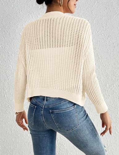 Women's Cropped Cardigan Lightweight Hollow Out Long Sleeves Crochet Summer Short Shrugs Cardigan Sweater4
