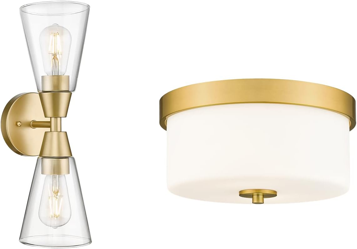 Emak Gold Light Fixture, Set of 2 Matching Bundle, Vanity Light