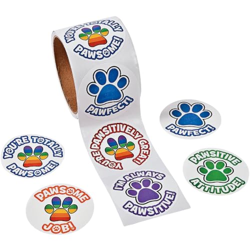 Paw Print Roll Stickers - 1 Piece - Educational and Learning Activities for Kids
