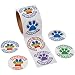 Paw Print Stickers - 100 Stickers Per Roll, Shrink-wrapped - 2 1/4"