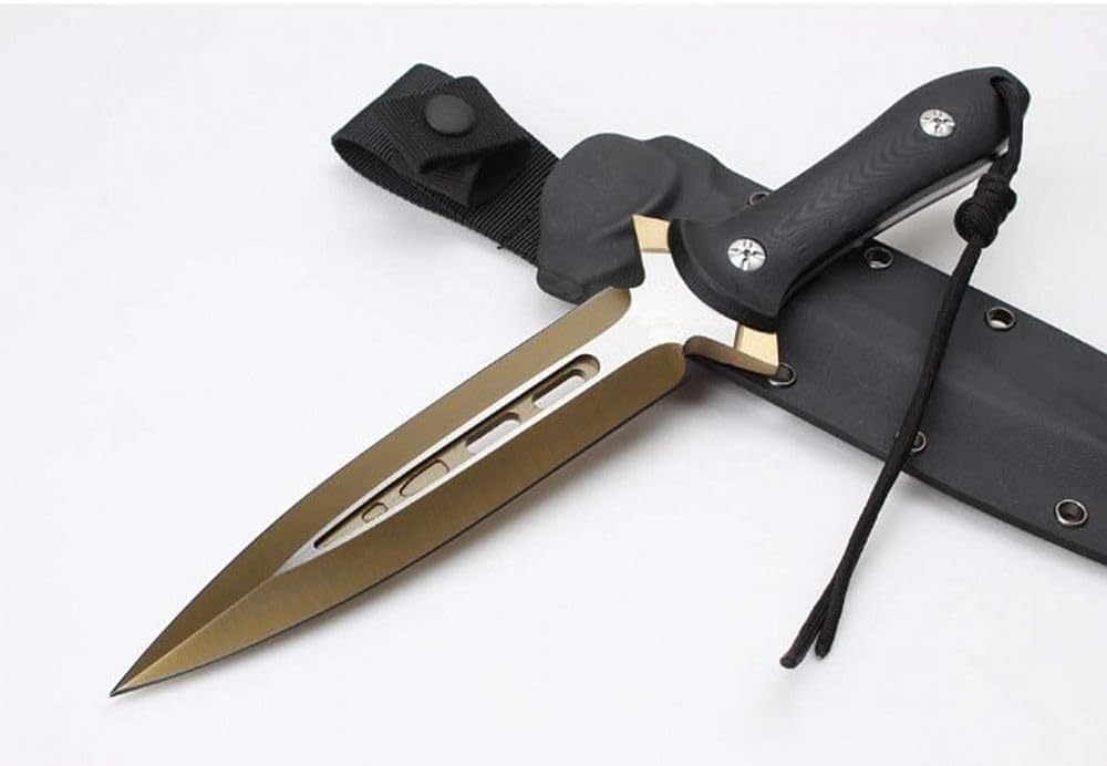 Generisch TEERMA VC9- Integriertes geschmiedetes gerades Messer im Freien mit fester Klinge, Überlebensmesser, Perfektes Bushcraft Messer Outdoor,Jagdmesser,Angelmesser mit feststehende Klinge
