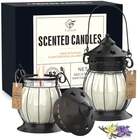Scented Candles Gift Set, 2 Pack 6 Oz Natural Soy Candles of Lavender