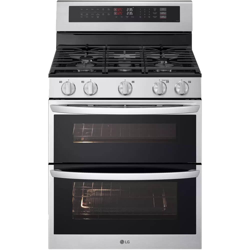 LG LDGL6924S freestanding smart double oven gas range in stainless steel