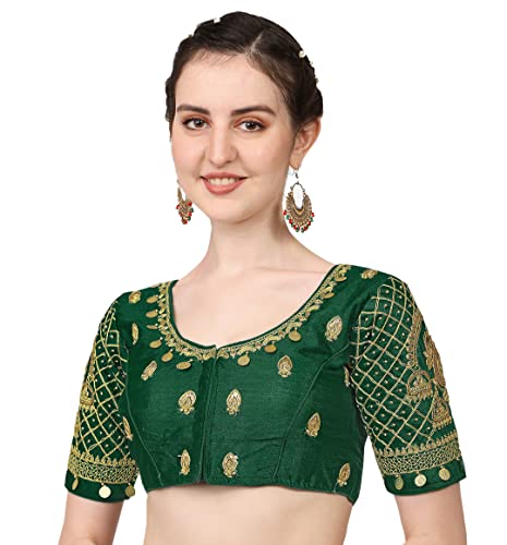 Chemisier en soie pour femme Vihu Fashion vert taille 38 vêtement traditionnel manches mi-longues