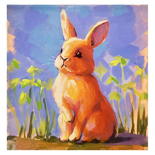 Peinture de lapin fait main sur toile cadeau de naissance original
