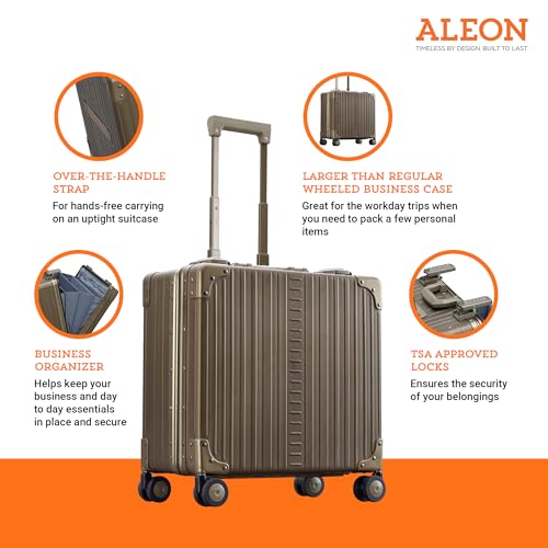 All Aluminum Lightweight 17" Deluxe Rolling Laptop Catalog Case for Men and Women | Vertical Opening Carry-On Bag with TSA Locks & Aircraft-Grade Aluminum Frame - Optimal Travel Companion (Champagne)2