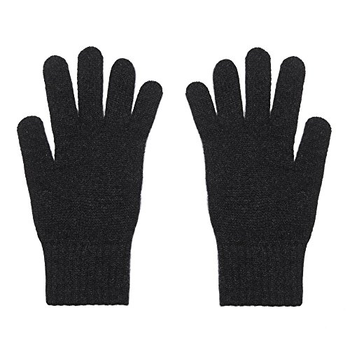 2-schichtige Damenhandschuhe aus purem Kaschmir, anthrazit