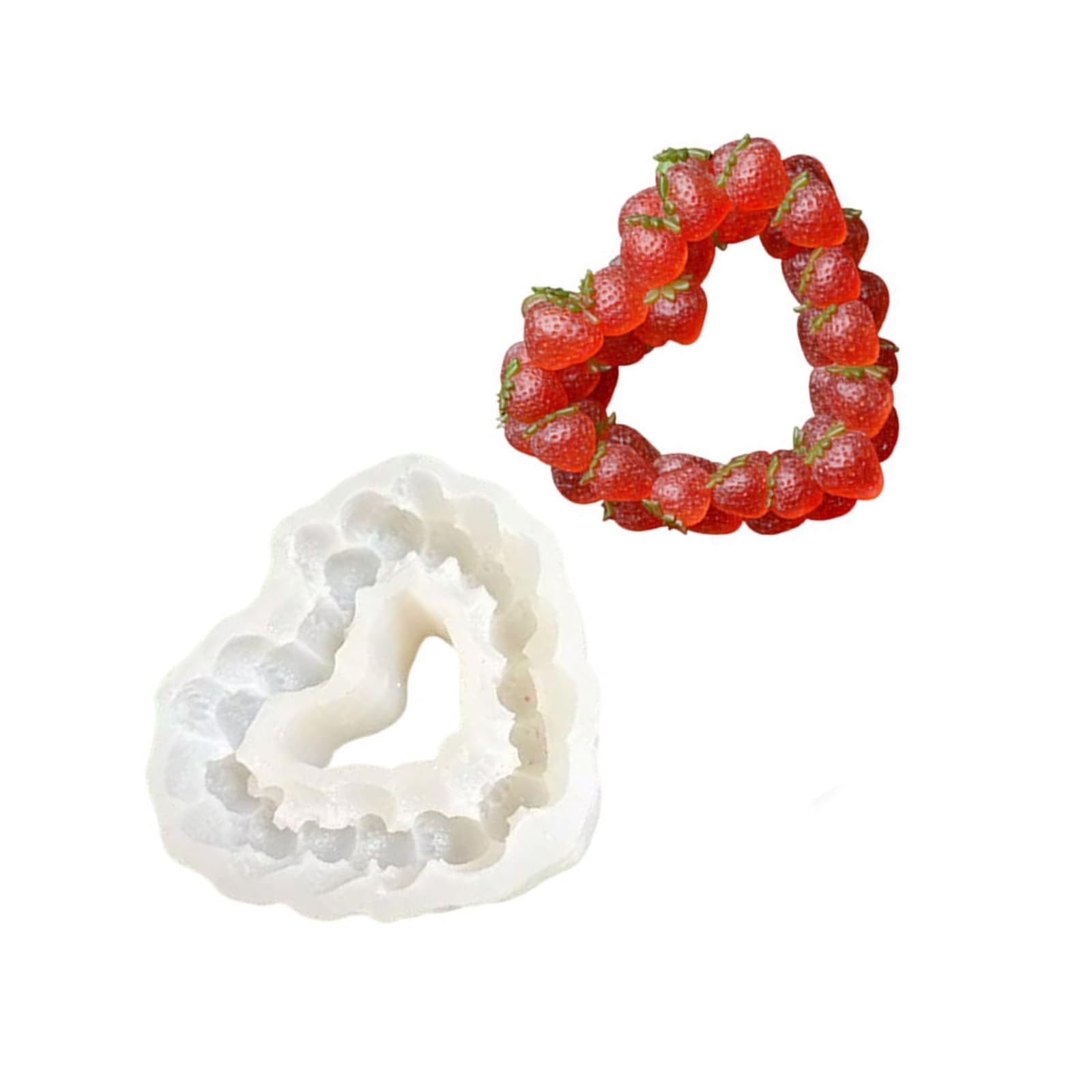 Nucelit Strawberry Heart Wreath Silicone Cake Mold for Multipurpose Use in Mousses Jellies Chocolate Dessert Making Projects Strawberry Heart Shape Mold