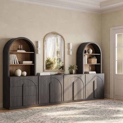 Image of BELLEZE Bijou 126 inch Wall Unit 6-Piece Modular TV Stand - Ebony