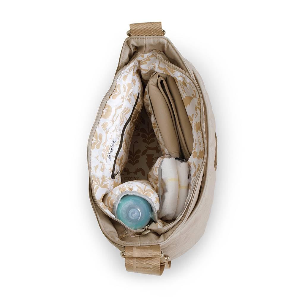 Cosatto Deluxe Baby Wickeltasche – 2 Innentaschen, isolierter Flaschenhalter, abwischbare Wickelunterlage, Schlüsselhalter & verstellbarer Schultergurt (Whisper)