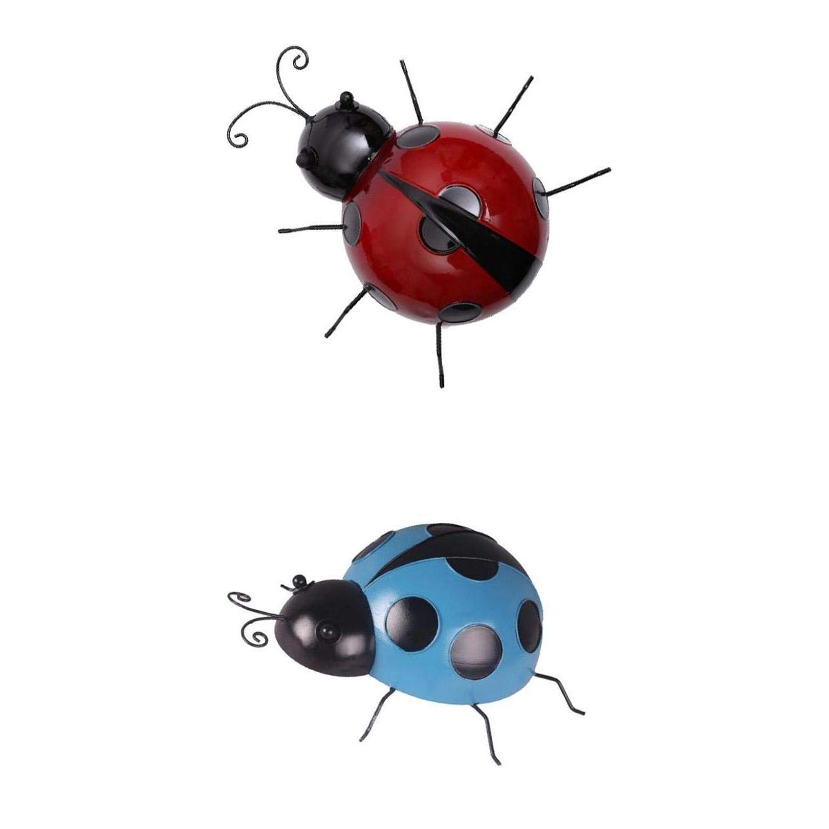 2X Mini Metal Ladybug Fence Hanger Wall Hanging Outdoor Garden Decor 10cm-image-44