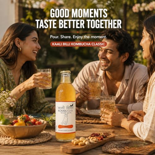 Image of KAALI BILLI Kombucha Classic, Pack of 4 | Fermented Tea, All Natural, Gut Healthy Drink | 4 x 250ml | Vegan, Preservative free, Low calorie, Low sugar