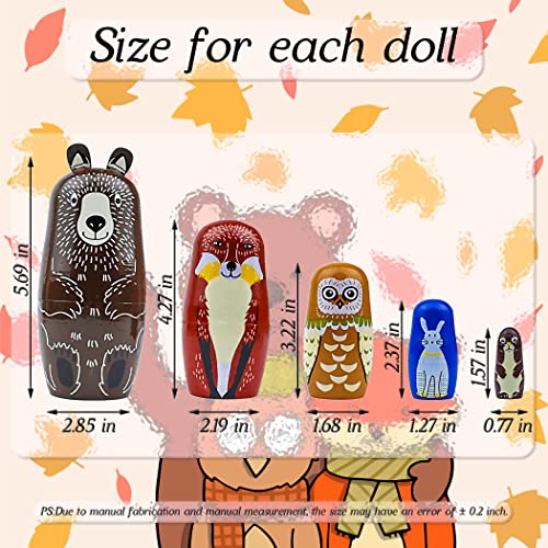 Moonmo Animal Russian Nesting Dolls Wooden Birthday Gifts Handmade Painted Matryoshka Nesting Dolls(Brown Bear) #TOP2