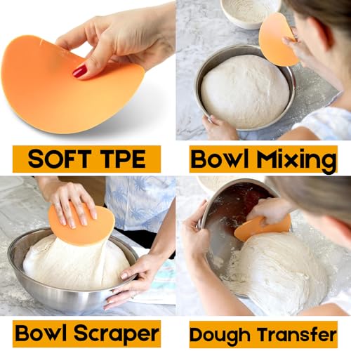 Dough Scraper Bench Scraper Flexible - SURDOCA 2 Hard PP + 1 Soft TPEE Plastic Bowl Scraper, Sharp Edge & Angles Dough Cutter. Non-Slip Kitchen Baking Spatula Scraper, Baking Lovers\' Gift, Color 13