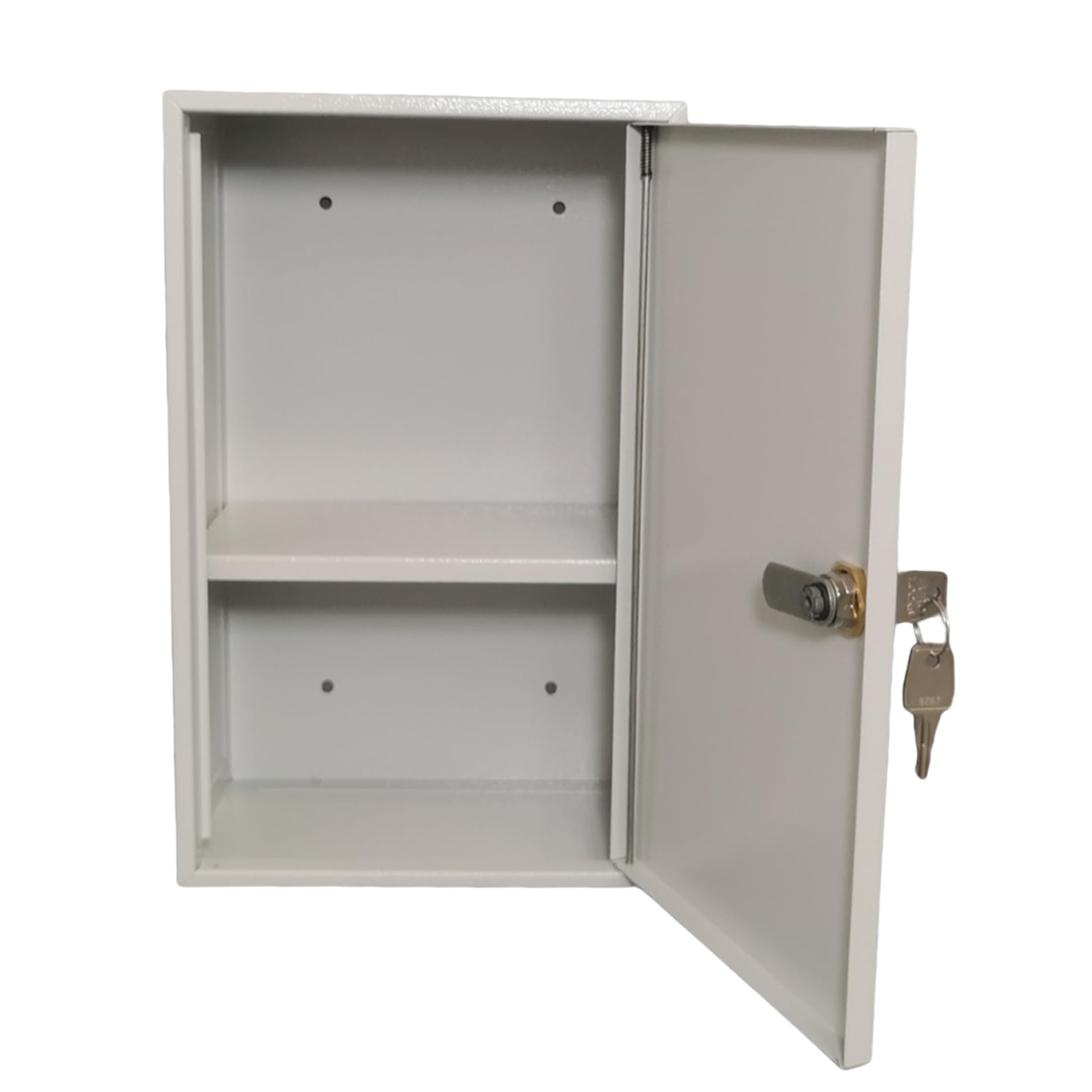 LEOMAR Medizinschrank, Apothekerschrank aus Stahlblech, mit 1 Ablage, Abschließbar, Hausapotheke inkl. 2 Schlüssel, Medikamentenschrank, Erste-Hilfe-Schrank mit Metalltüren, 12 x 20 x 32 cm