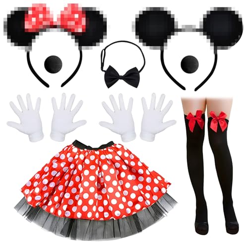 Disfarce de rato para mulher carnaval disfarce rato com 2 orelhas rato 2 narizes 2 pares de luvas saia tutu de tule borboleta meias para festa de carnaval cosplay festa de disfarces