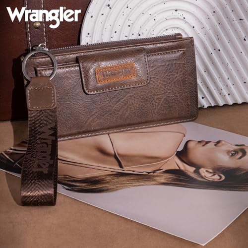Image of Montana West X Wrangler Minimalist Wallet Women Card Cases & Money Organizers Wristlet with Wallet Large Clutch with Coin Purse Smooth Zipper and Rfid Lining