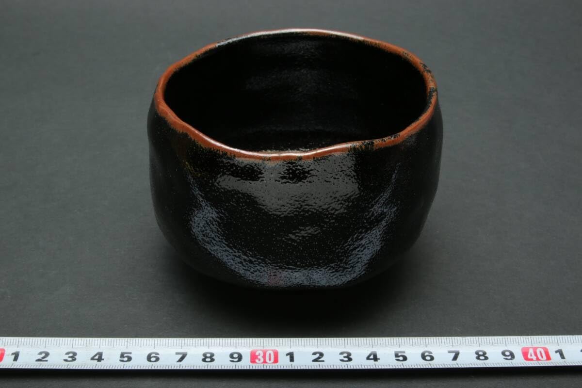 Amazon.co.jp: 5863 谷川春陽 喜寿 黒楽茶碗 茶碗 茶道具 栞 共