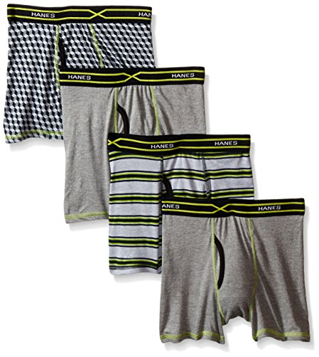 Hanes Boys' 4-Pack X-Temp Boxer Brief, Assorted, Large
