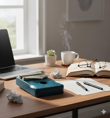 Miniatura 4 de Piano de pulgar Kalimba de 17 teclas 2022 Mini piano de pulgar Piano de dedo, Light SeaGreen, las mariposas aman las flores