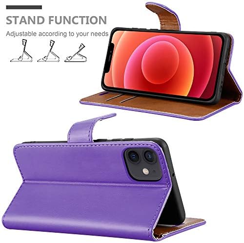 iCatchy for iPhone 12 Case/iPhone 12 Pro case Leather Wallet Book Flip Folio Stand View Case Compatible with iPhone 12 / iPhone 12 Pro (6.1'') Phone Cover (Purple)