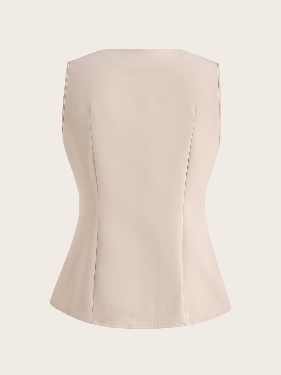 Women's Button Up Blazer Vest Elegant Crew Neck Sleeveless Waistcoat Business Casual Tops - Image 2