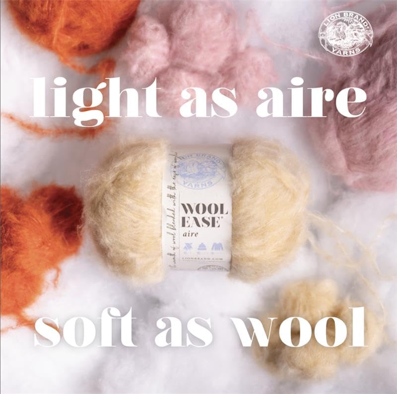 Image of Lion Brand Yarn, Wool-Ease Aire Crochet Yarn, Buttercup, Yellow, 1 Pack | Airy Super Bulky Acrylic Blend Knit & Crochet Fiber for Textured Sweaters, Warm Mittens, Chunky Blankets