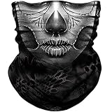 TERNNK Seamless Neck Gaiter Shield Scarf Bandana Face Mask Seamless UV Protection for Motorcycle Cycling Riding Running Headbands (Black-B)