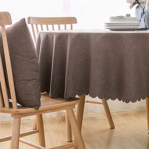 Image of Jeloris Round Waterproof Tablecloth Spill-Proof and Stain Resistant Table Cloth Wrinkle Free Washable Decorative Fabric Table Cover for Kitchen, Dining, Parties, Buffet, Wedding(78 inch, Brown)