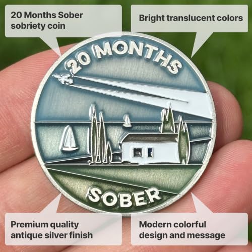 Image of The Achieve Mint 20 Months Sober Token | 20 Months Sobriety Chip | Non-AA, Non-Religious Medallion for Men and Women Celebrating Sobriety