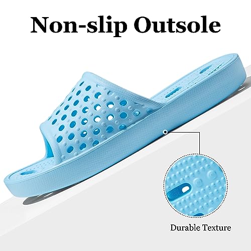 Image of Aoowoll Mens Shower Shoes With Holes Dry Quickly Bath Slippers Womens Non Slip Indoor Home Bedroom Pool Spa Guest College Dorm