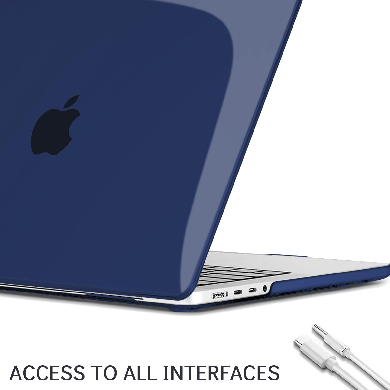 TECOOL Cover per MacBook Pro 16 Pollici M4 M3 M2 M1 Pro/Max 2021-2024 (A3403 A3186 A2991 A2780 A2485), Custodia Rigida Protettiva Sottile in Plastica e Copritastiera UE, Cristallo Blu Navy