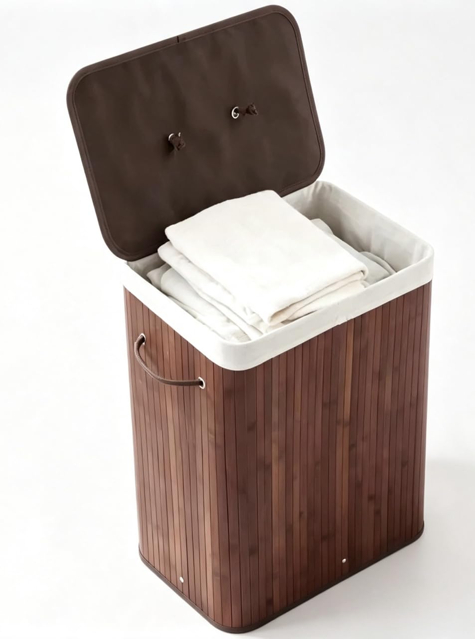 106L Wooden Laundry Basket with Lid, Laundry Hamper with 4 Compartments