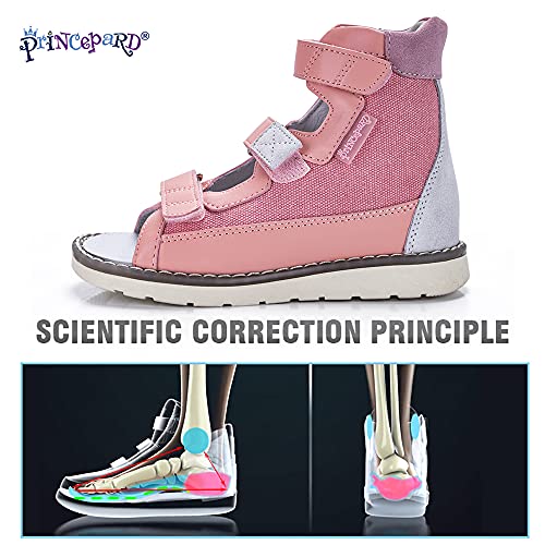 Children Orthopedic Sandals Summer Open Toe High Back Corrective Shoes with Thomas Heel for Ankle Support, Kids Toddler Girls3