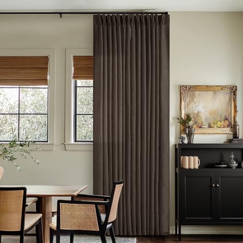 Image of TWODRAPES Dark Chocolate Pinch Pleated Linen Curtains 2 Panels for Living Room Bedroom Memory Training Shaped Semi Sheer Pleat Drapes with Hooks Rings Light Filtering Window Curtain 40x84