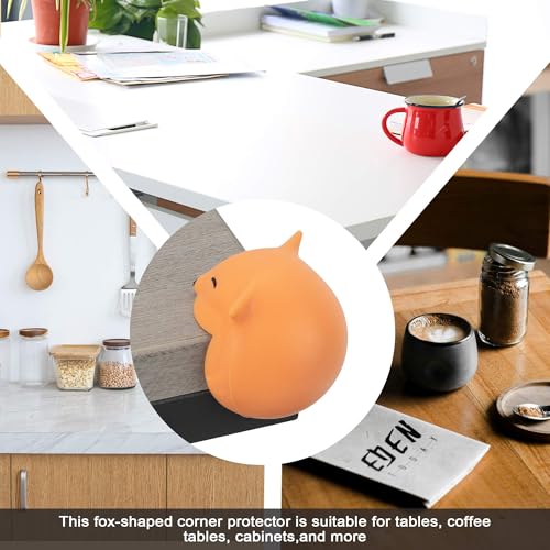 Image of Large Corner Protectors for Furniture, Adhesive Corner Guards, Cute Fox Shape Decorative Silicone Corner Guards Corner Protector for Table, Desk, Bookshelf, Bed Frame (Orange, 4 Pcs)