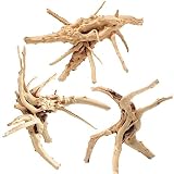 Hiwzitar Natural Driftwood for Aquarium Fish Tank Decor Spider Wood Branch 7-12'' Length 3 Pieces