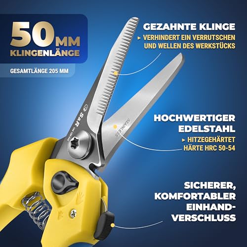 S&R scharfe Mehrzweckschere, Hochleistungsschere, Küchenschere, Haushaltsschere, 205 mm, Allzweckschere, 50mm Klinge aus Edelstahl, Schere HRC 50-54 Schnittkanten, Universalschere, Kombischere