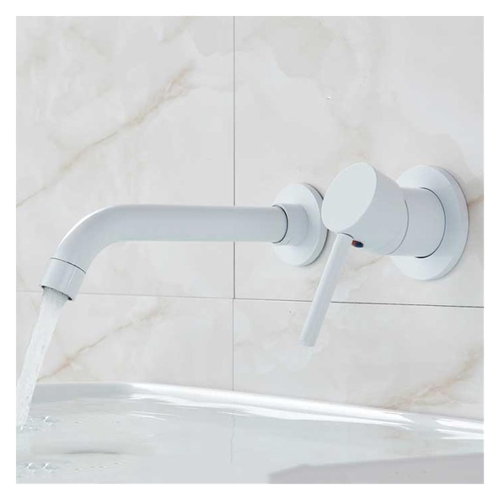 ZQFHSX Kitchen Sink Faucet, Wall Mounted Brass Faucet Bath One Hole Cold Water Rotate Spout Multiple hes(Blanc)