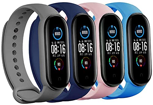 Adlynlife Band Strap Compatible with Mi Band 5 and Mi Band 6 Wristband Soft Silicone Strap (Combo, Pack of 4) (Dark Grey-Navy-Blush-Sky Blue) (B09HGQTQLT) Amazon Price History, Amazon Price Tracker