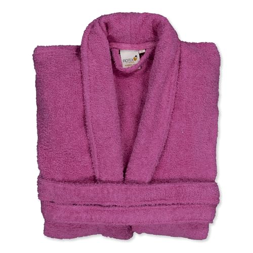 BOSKIMO - Albornoz Unisex - Albornoz de Ducha para Hombre o Mujer - 100% Algodón - Rizo - Disponible con Capucha (FR/ES, Letras, M, Regular, Regular, Fucsia, Sin Capucha)