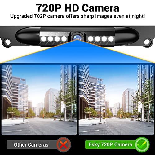Backup Camera License Plate Frame, Esky 720P Hd Rear View Back Up Camera With 170° Viewing Angle & 8 Bright Leds, Universal Waterproof Night Vision Vehicle Reversing Camera For Car Truck Suv Van #TOP1