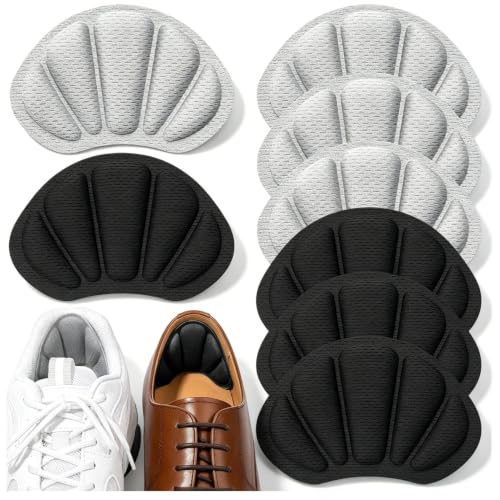 Image of Shoe Heel Inserts, 8 Pcs Mesh Self-Adhesive Heel Cushion Pads for Back of Heel, Heel Cushion Inserts Prevent Shoes Too Big for Women Men, Gray Black