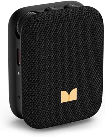 Monster Blaster Atom Wearable Bluetooth Speaker with Mics for Hands-Free Calls, IPX5 Water Resistance, Compact and Portable Speaker for Cycling, Black