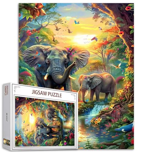 1000 Piece Jigsaw Puzzles for Adults Forest Jungle Animal Painting Jigsaw Puzzle...