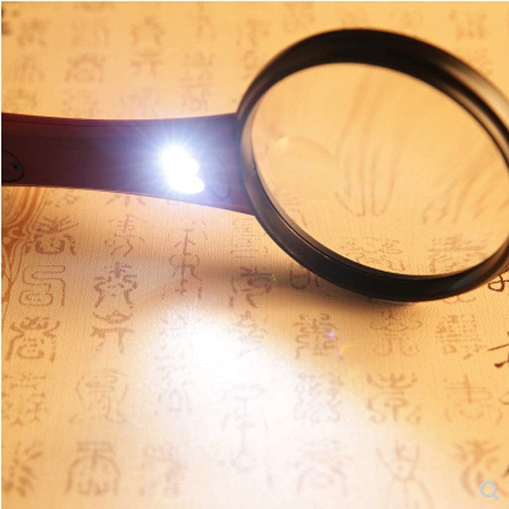 Lupa extragrande 4X con lente de zoom de 4 luces brillantes, [actualizada] Lupa ilunimada de nivel de brillo ajustable para leer ojos pequeños, personas mayores, pasatiempos, mago,