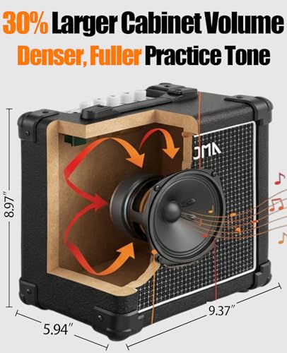 Image of Ulumac Aroma Guitar Amp, Powerful 10W Small Electric Guitar Amplifier with DSP Enhanced Tone, Clean /Distortion, 2-Band EQ, Bluetooth & Headphone Jack, Portable for Indoor Practice /Small Gigs, AG-10S