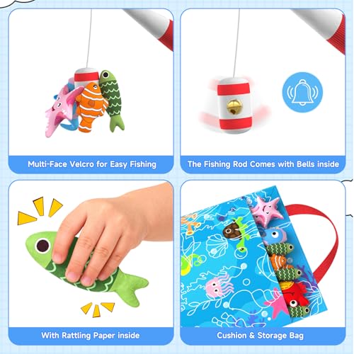 Image of Envyvip Toddler Toy Montessori Toys for 1 Year Old Baby Boy Girl Birthday Gift, 22pcs Cloth Fishing Game Learning Toys for Toddlers 1-3 - Counting, Color Sorting, Fine Motor Skills 6-18 Months Babies