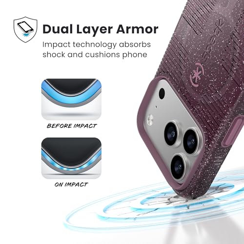 Image of Speck CANDYSHELL Grip +MS Case for iPhone 17 Pro - Plumberry Glitter | Slim Protective Grip | Drop Protection | MagSafe Compatible